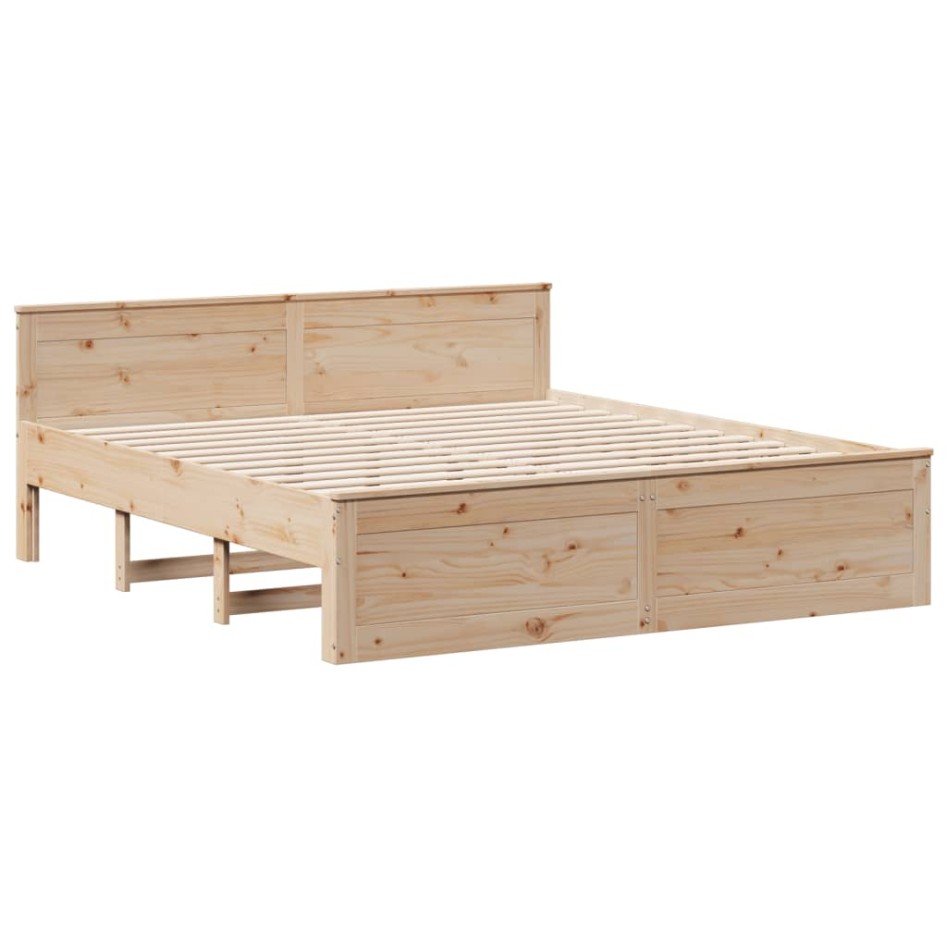 Cama sin colchón con cabecero madera maciza de pino 180x200