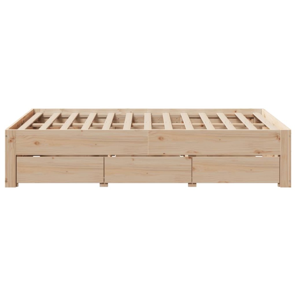 Cama sin colchón con cajones madera maciza de pino 135x190