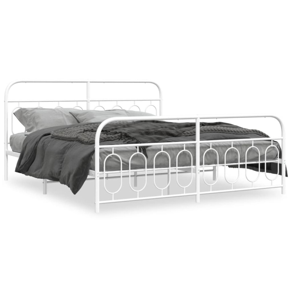 Estructura cama sin colchón con estribo metal blanco 180x200