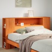 Cabecero de cama almacenaje madera maciza pino marrón 140 cm