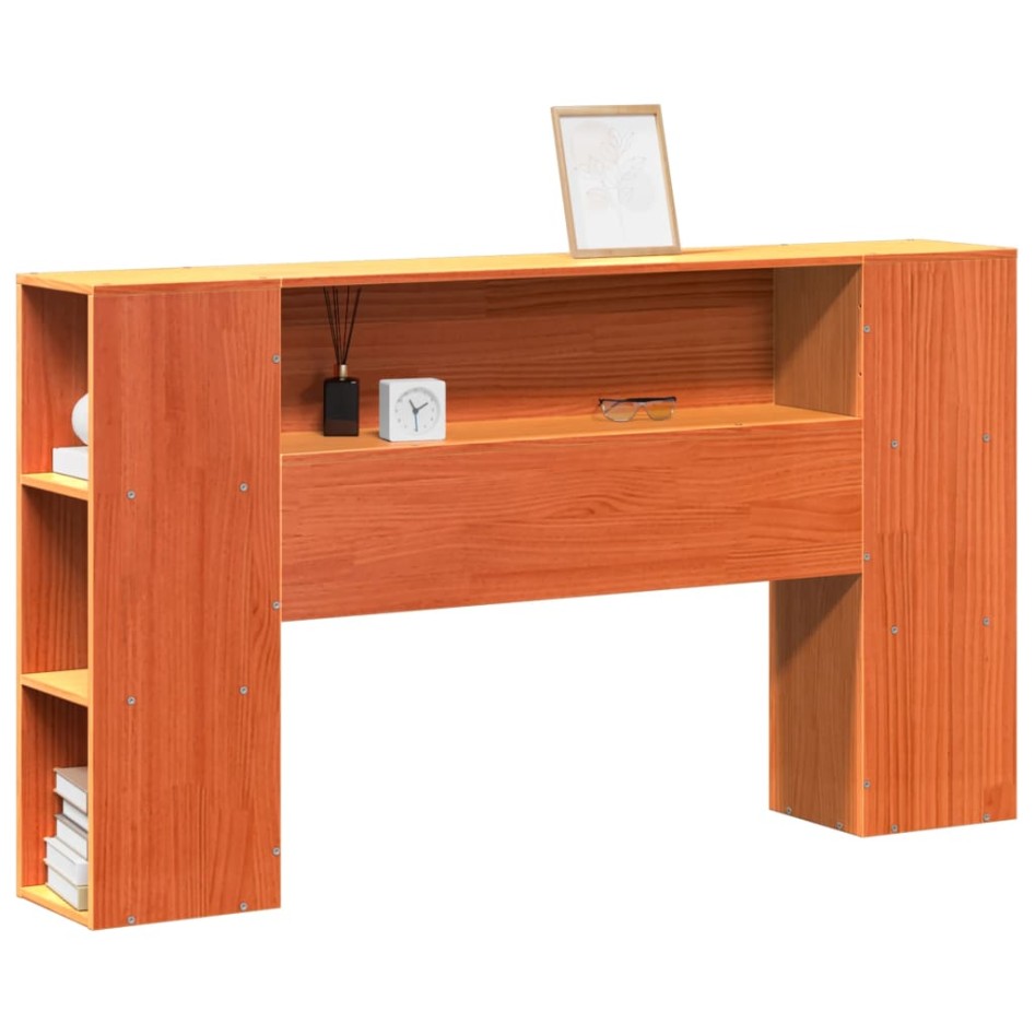 Cabecero de cama almacenaje madera maciza pino marrón 160