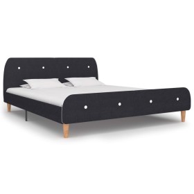 Estructura de cama sin colchón tela gris oscuro 150x200