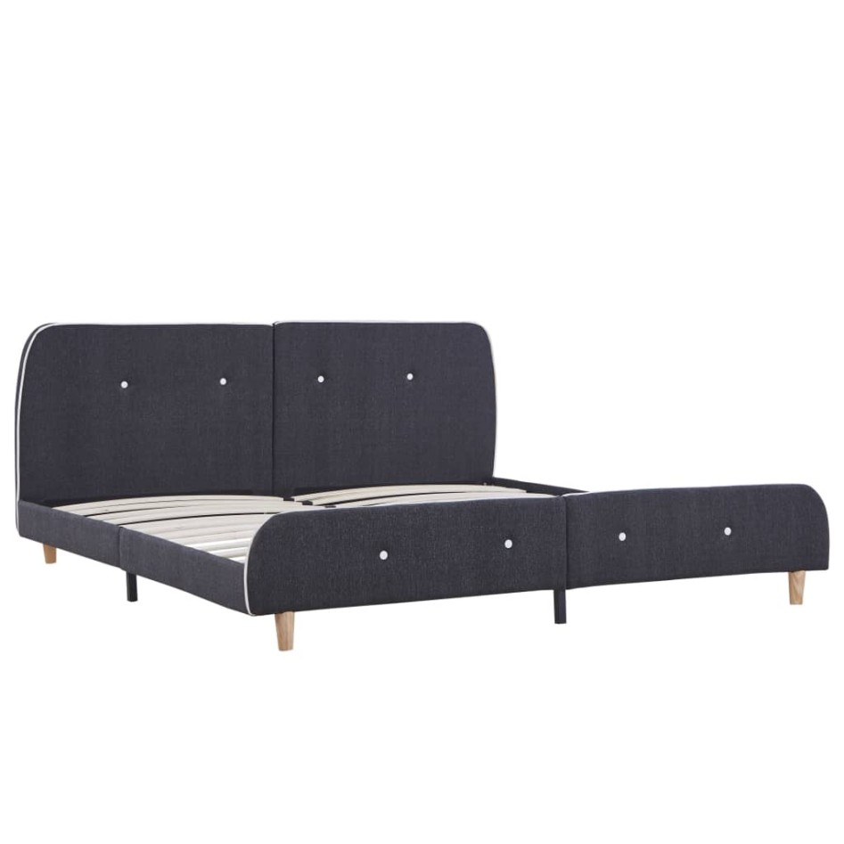 Estructura de cama sin colchón tela gris oscuro 150x200