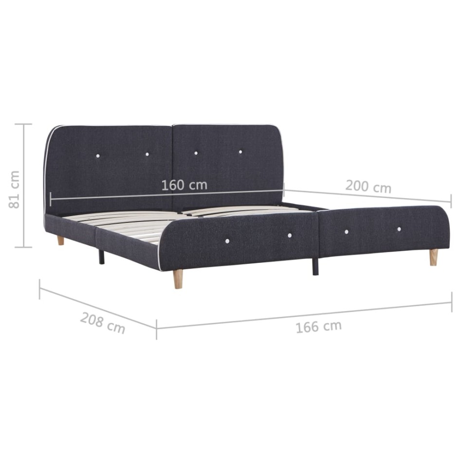 Estructura de cama sin colchón tela gris oscuro 150x200