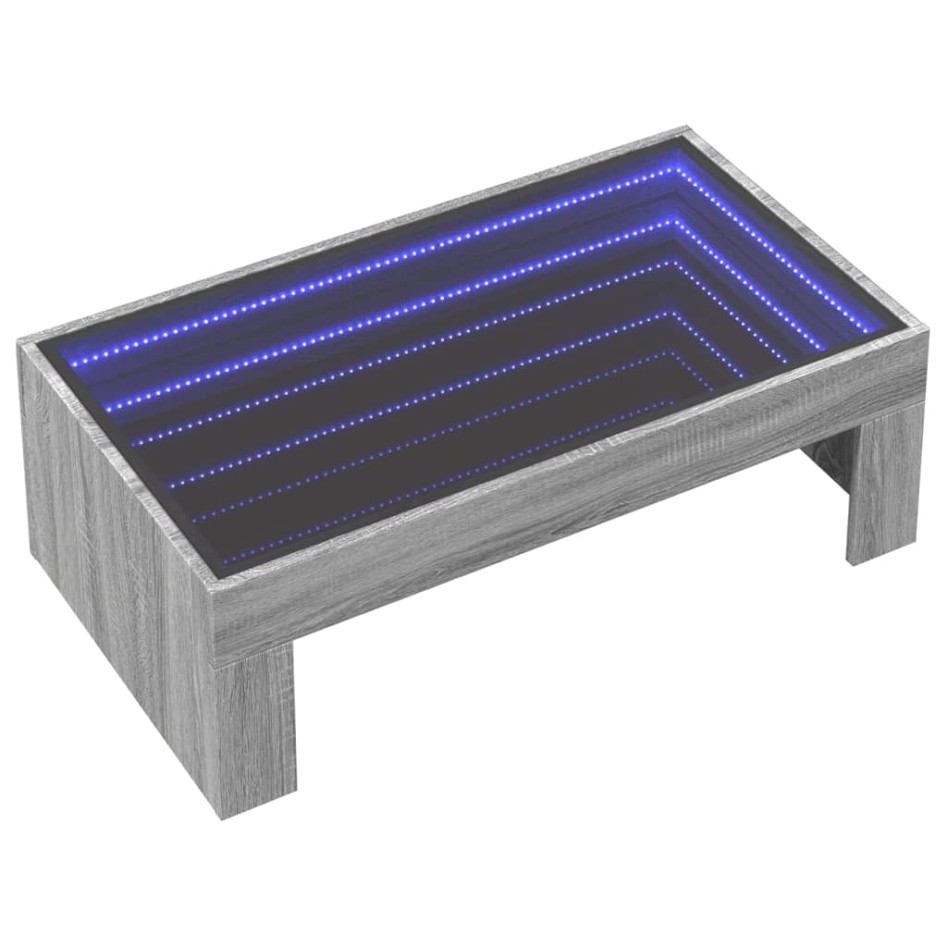 Mesa de centro con Infinity LED gris Sonoma 90x50x30