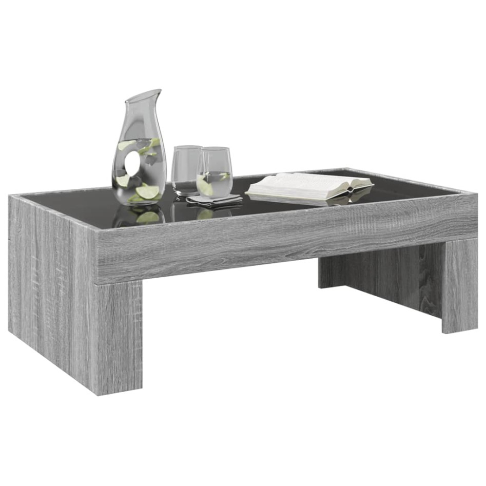 Mesa de centro con Infinity LED gris Sonoma 90x50x30