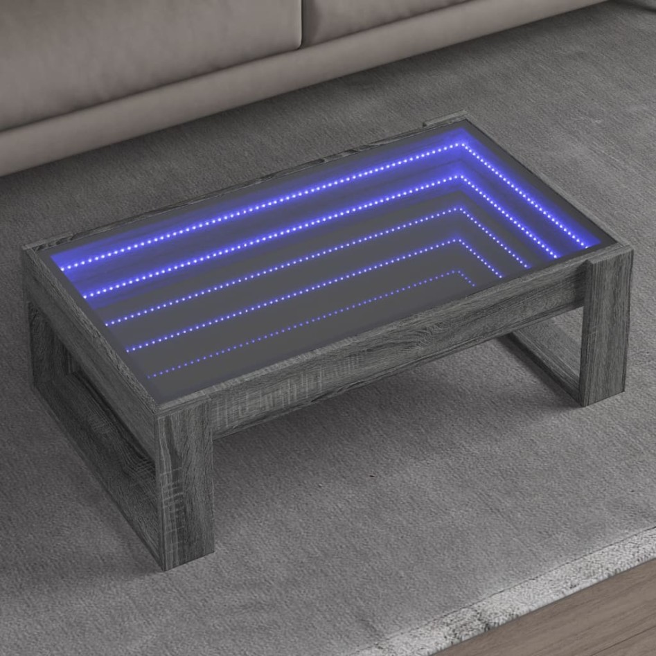 Mesa de centro con Infinity LED gris Sonoma 90x53x30