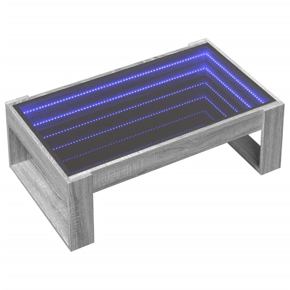 Mesa de centro con Infinity LED gris Sonoma 90x53x30