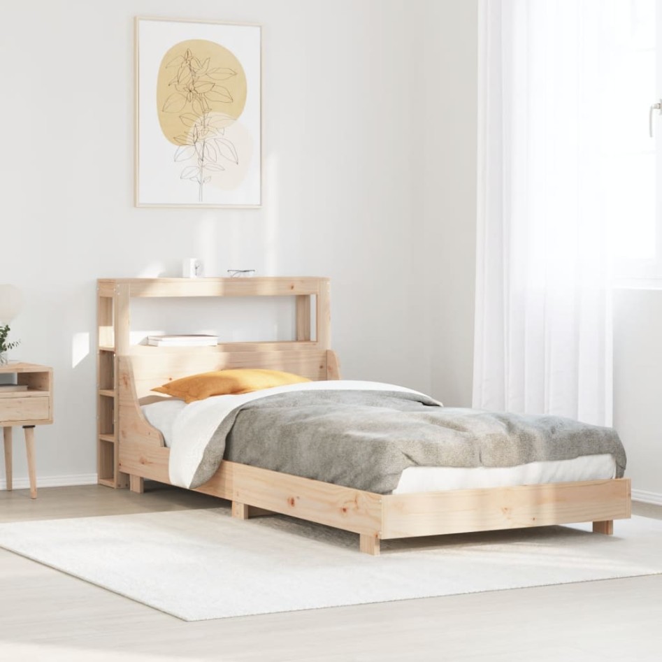 Estructura de cama sin colchón madera maciza de pino 90x200