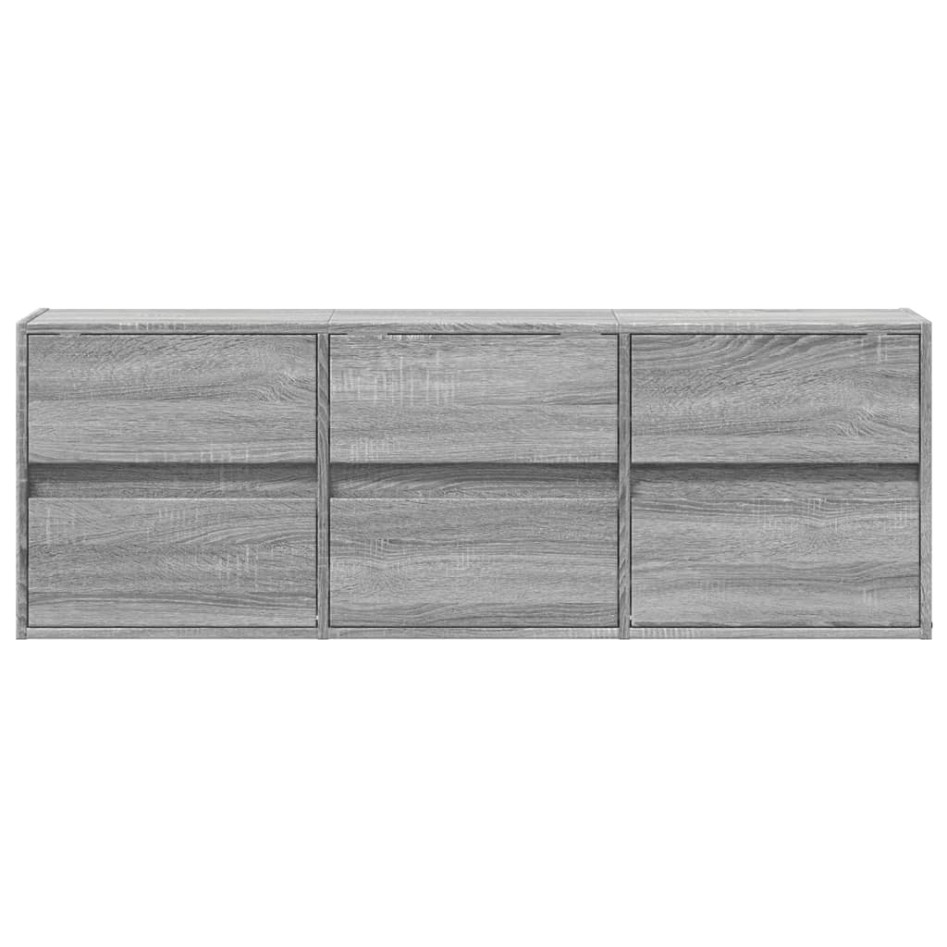 Mueble de TV de pared con luces LED gris Sonoma 130x31x45