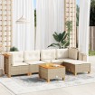 Juego de sofás jardín con cojines 6 pzas ratán sintético beige