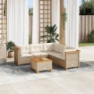 Juego de sofás jardín con cojines 6 pzas ratán sintético beige