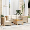 Juego de sofás jardín con cojines 6 pzas ratán sintético beige