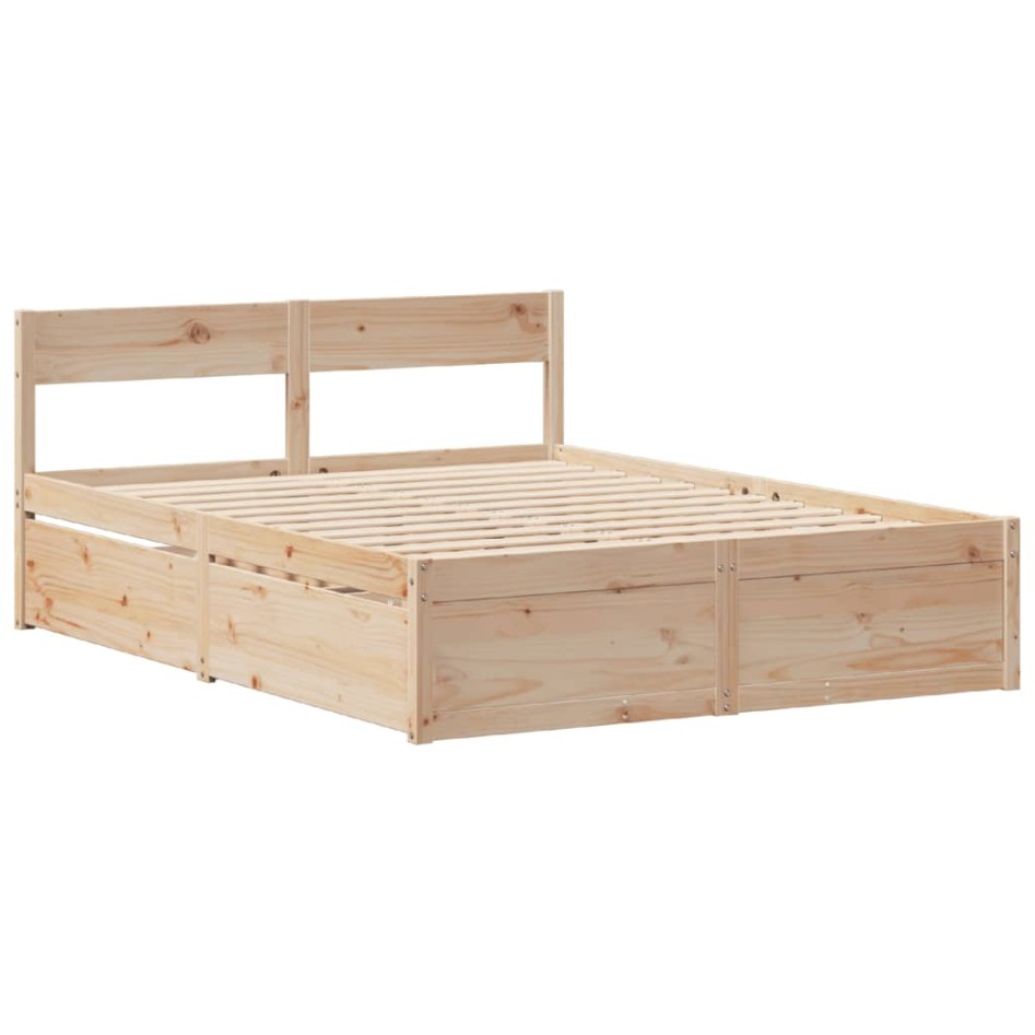 Estructura de cama sin colchón madera maciza de pino 160x200