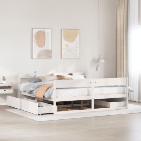 Cama sin colchón madera maciza de pino blanca 180x200