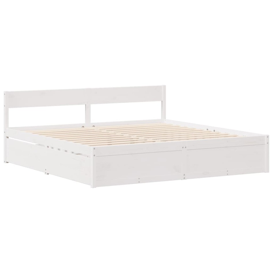 Cama sin colchón madera maciza de pino blanca 180x200