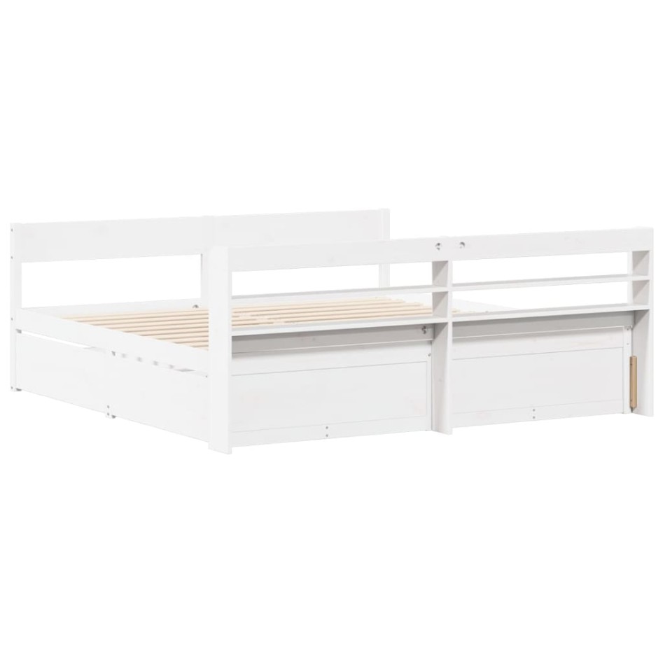 Cama sin colchón madera maciza de pino blanca 180x200