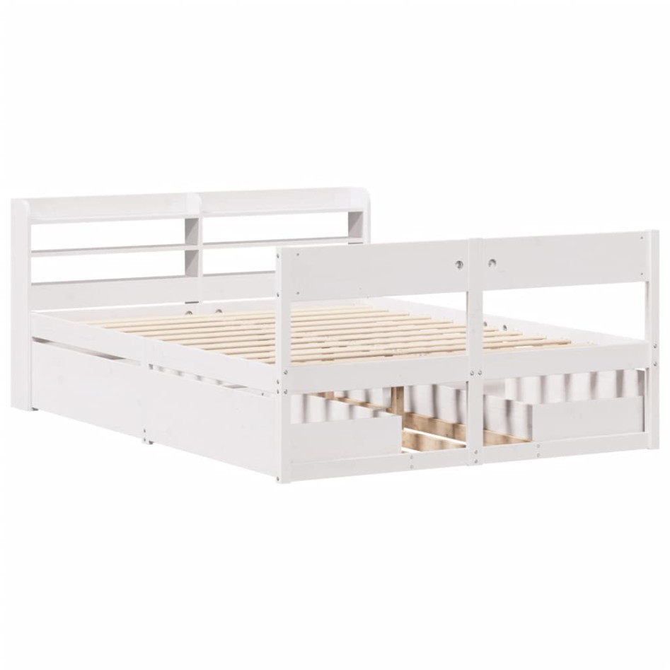 Estructura de cama sin colchón madera de pino blanca 140x200