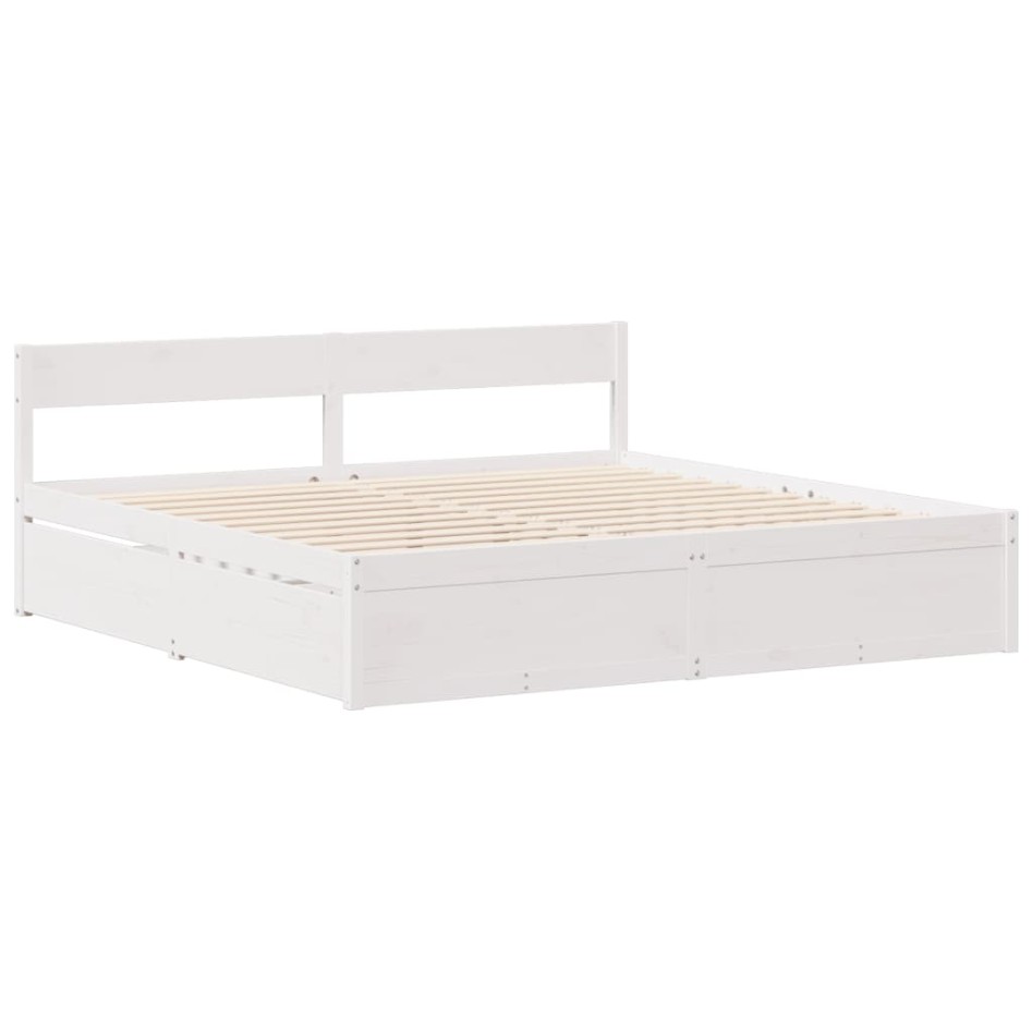 Estructura de cama sin colchón madera de pino blanca 140x200