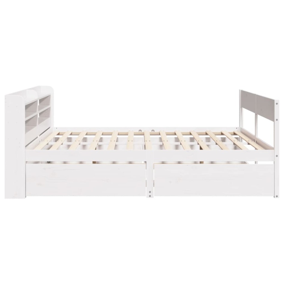 Estructura de cama sin colchón madera de pino blanca 140x200