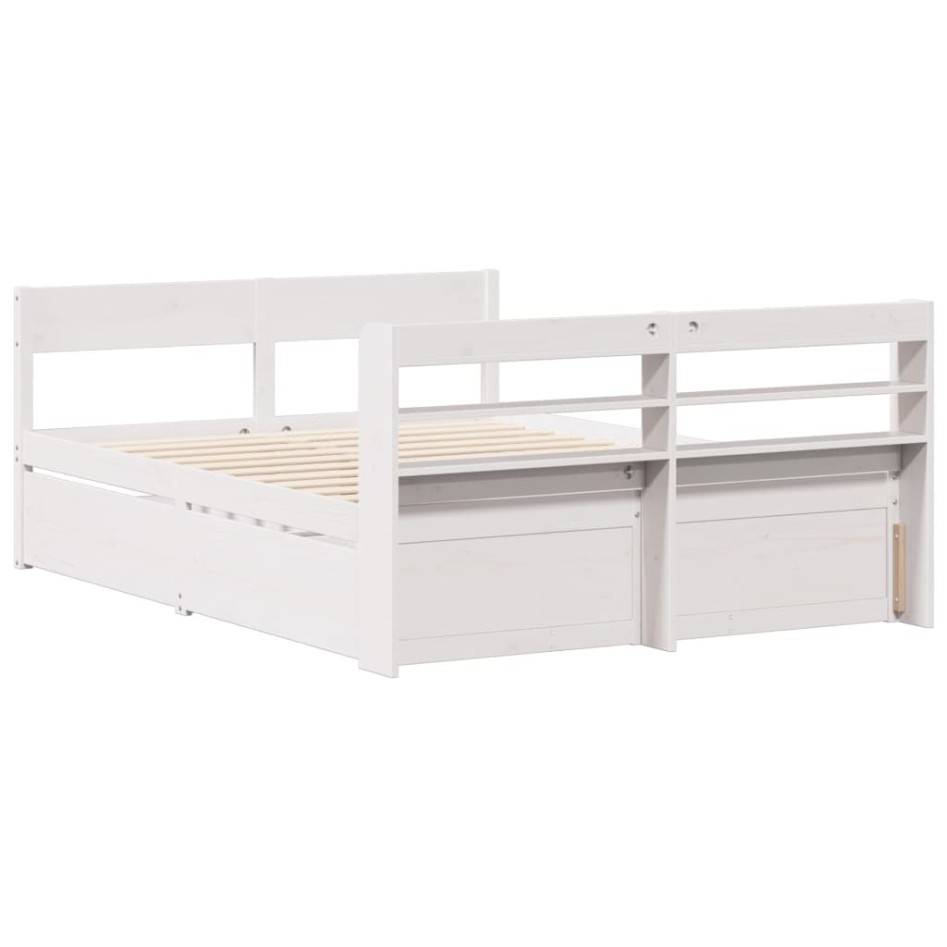 Estructura de cama sin colchón madera de pino blanca 140x200