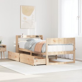 Estructura de cama sin colchón madera maciza de pino 100x200