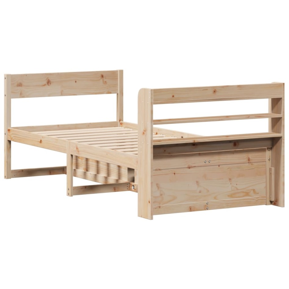 Estructura de cama sin colchón madera maciza de pino 100x200