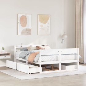 Estructura de cama sin colchón madera de pino blanca 140x190
