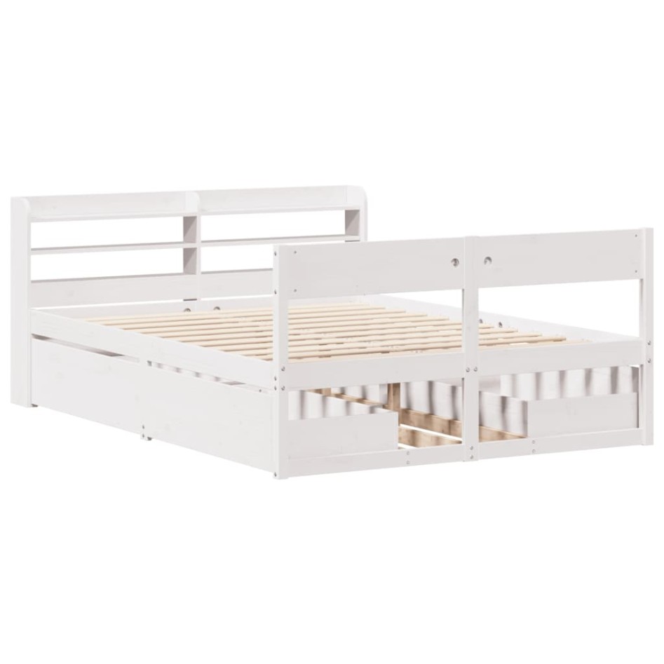 Estructura de cama sin colchón madera de pino blanca 140x190