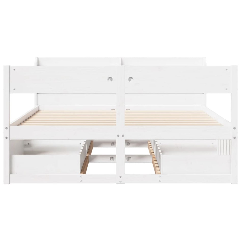Estructura de cama sin colchón madera de pino blanca 140x190