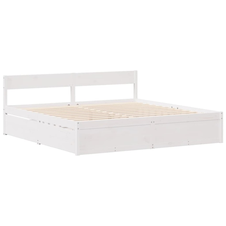 Estructura de cama sin colchón madera de pino blanca 140x190