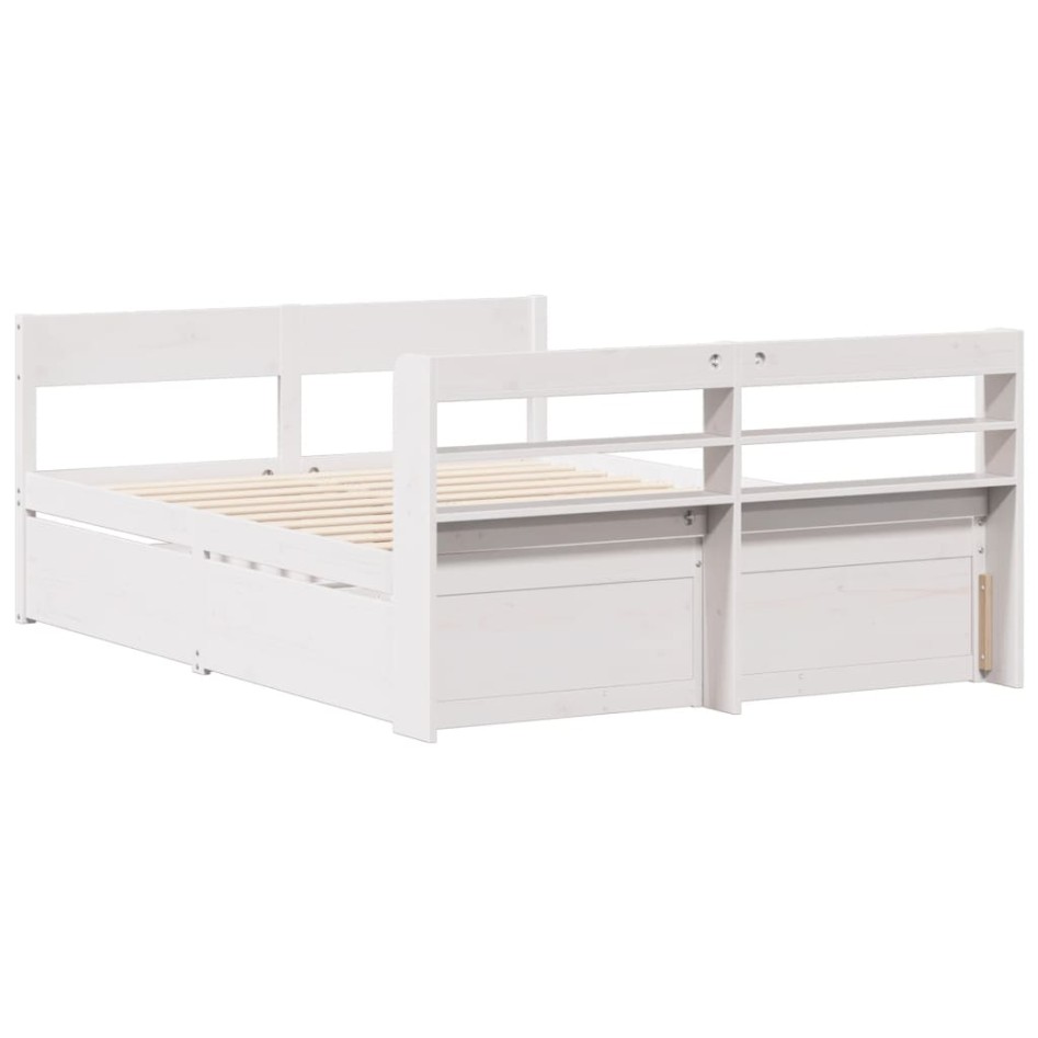 Estructura de cama sin colchón madera de pino blanca 140x190