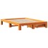Cama sin colchón madera maciza de pino marrón cera 160x200