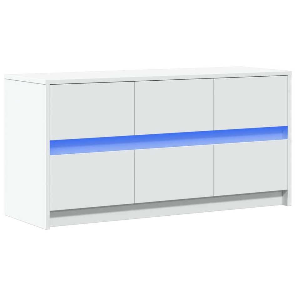 Mueble de TV con LED madera de ingeniería blanco 100x34x50