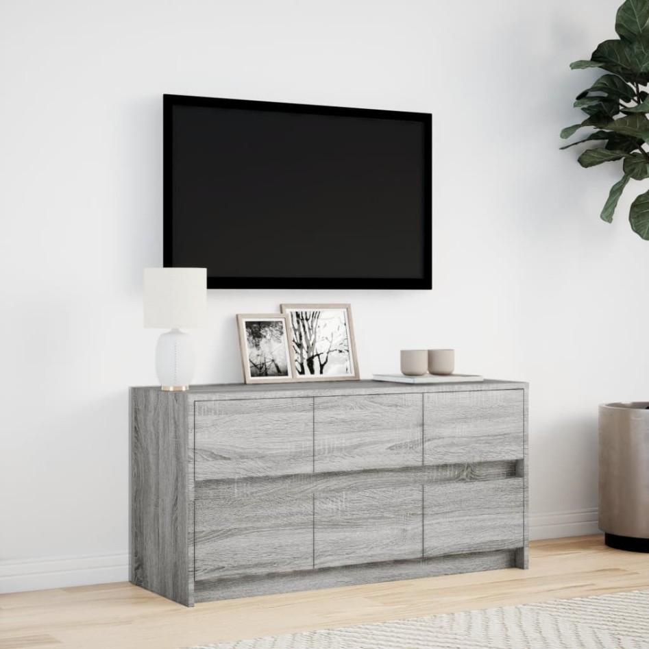 Mueble de TV con LED madera ingeniería gris Sonoma 100x34x50