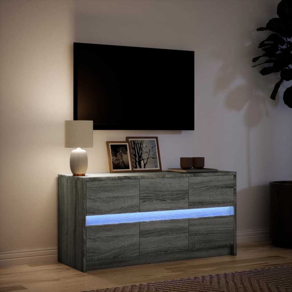 Mueble de TV con LED madera ingeniería gris Sonoma 100x34x50