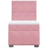 Cama box spring con colchón terciopelo rosa 80x200