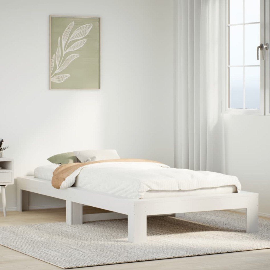 Estructura cama sin colchón madera maciza pino blanca