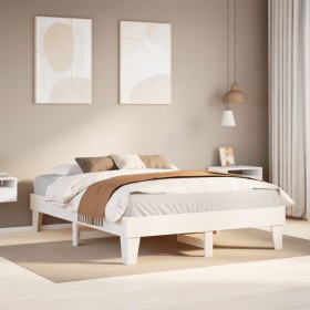 Estructura de cama sin colchón madera de pino blanca 140x190