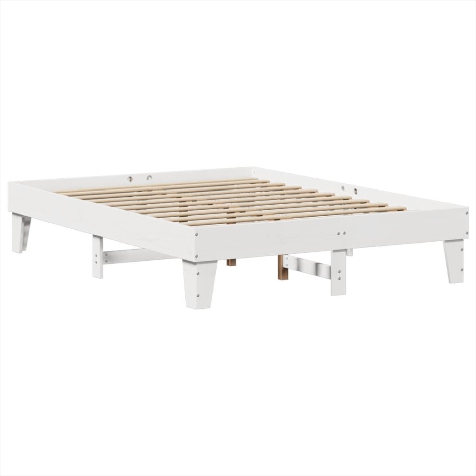 Estructura de cama sin colchón madera de pino blanca 140x190