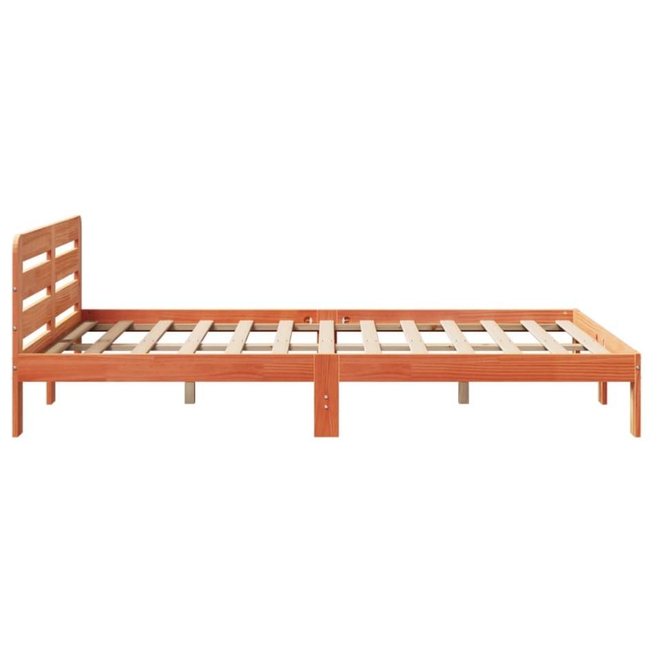 Cama sin colchón madera maciza de pino marrón cera 160x200