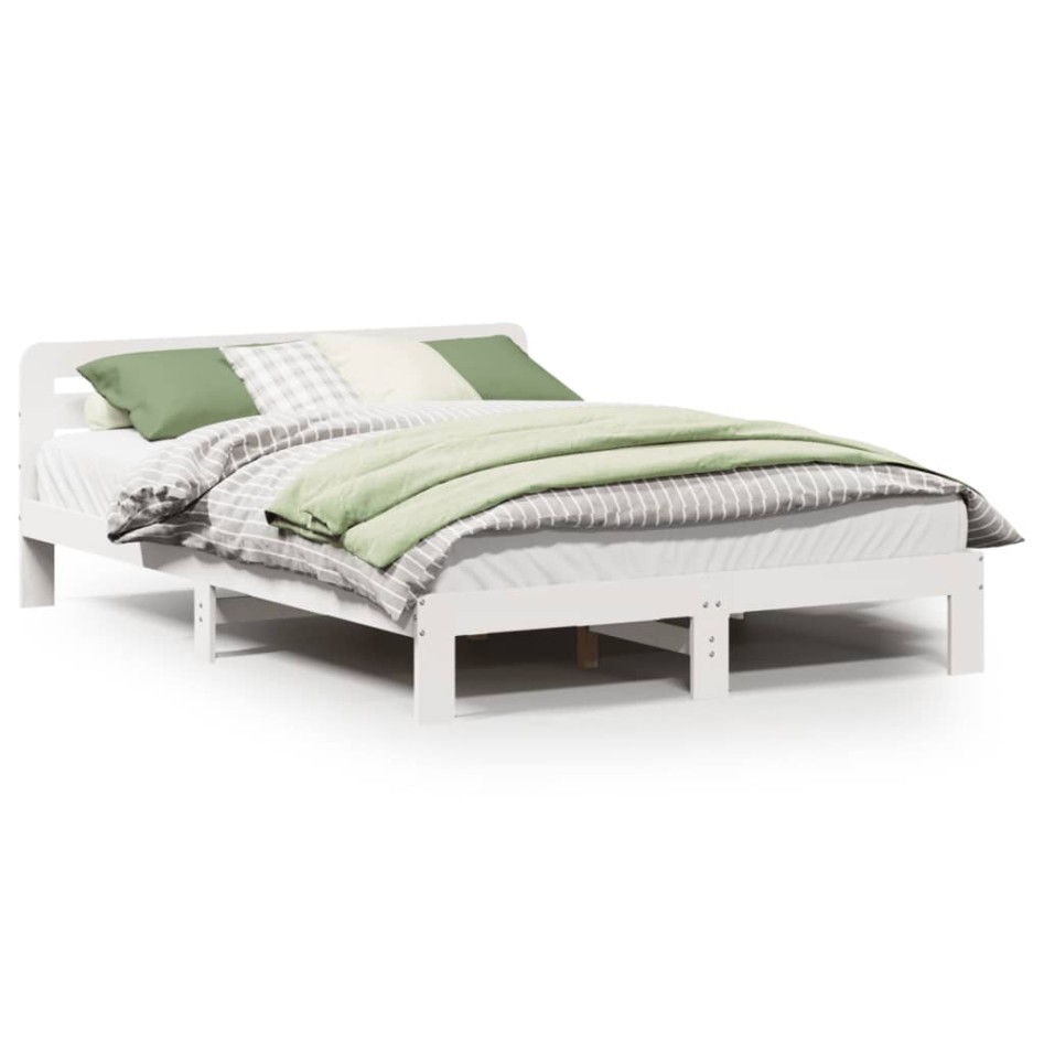 Estructura de cama sin colchón madera de pino blanco 135x190