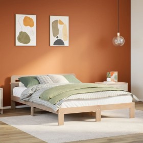 Estructura de cama sin colchón madera maciza de pino 140x190
