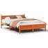 Cama sin colchón madera maciza de pino marrón cera 140x190