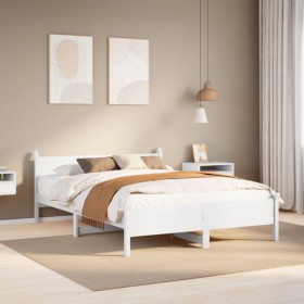 Estructura de cama sin colchón madera de pino blanco 135x190
