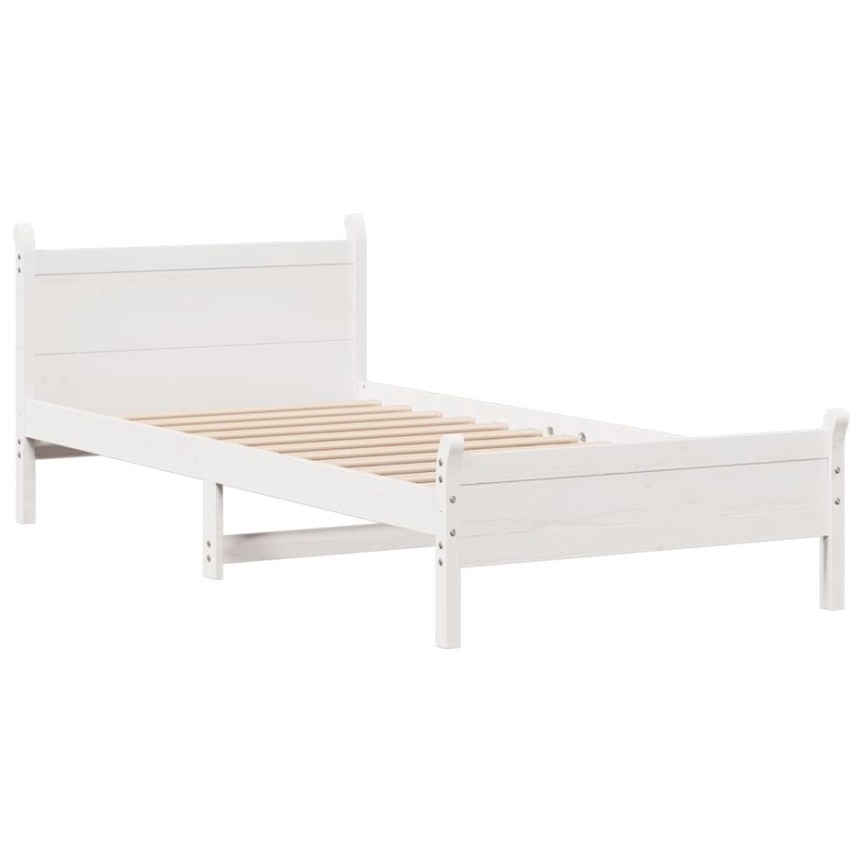 Estructura de cama sin colchón madera maciza blanca 90x190
