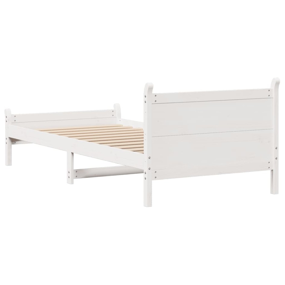 Estructura de cama sin colchón madera maciza blanca 90x190