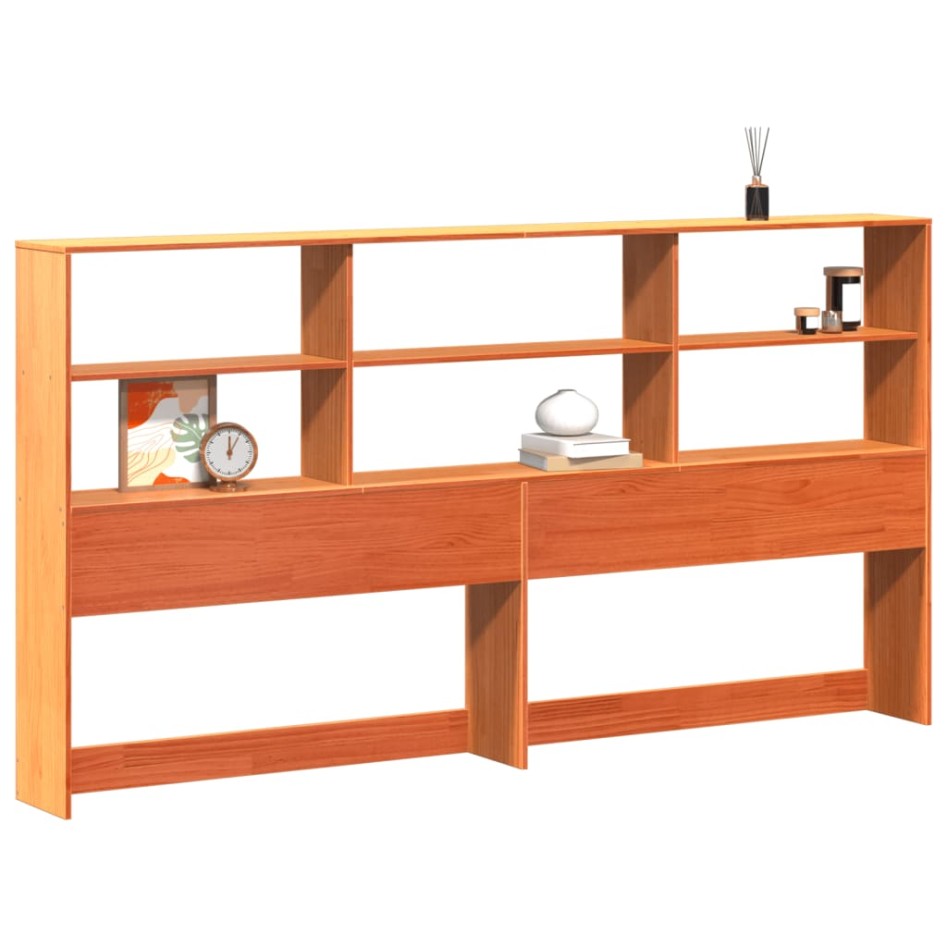 Cabecero de cama almacenaje madera maciza pino marrón 180