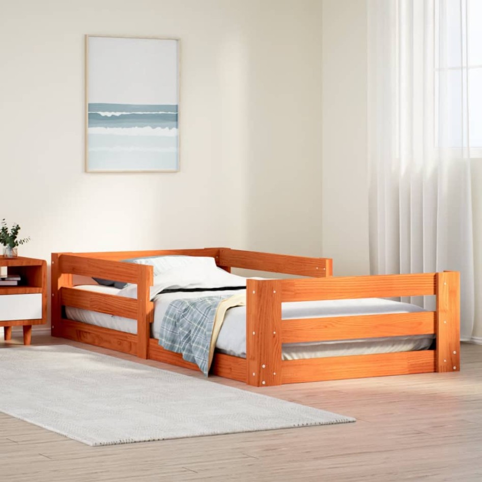 Estructura de cama sin colchón madera maciza marrón 75x190