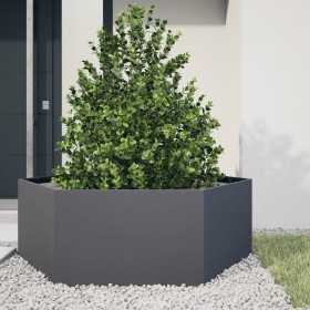 Jardinera hexagonal acero gris antracita 138x120x45